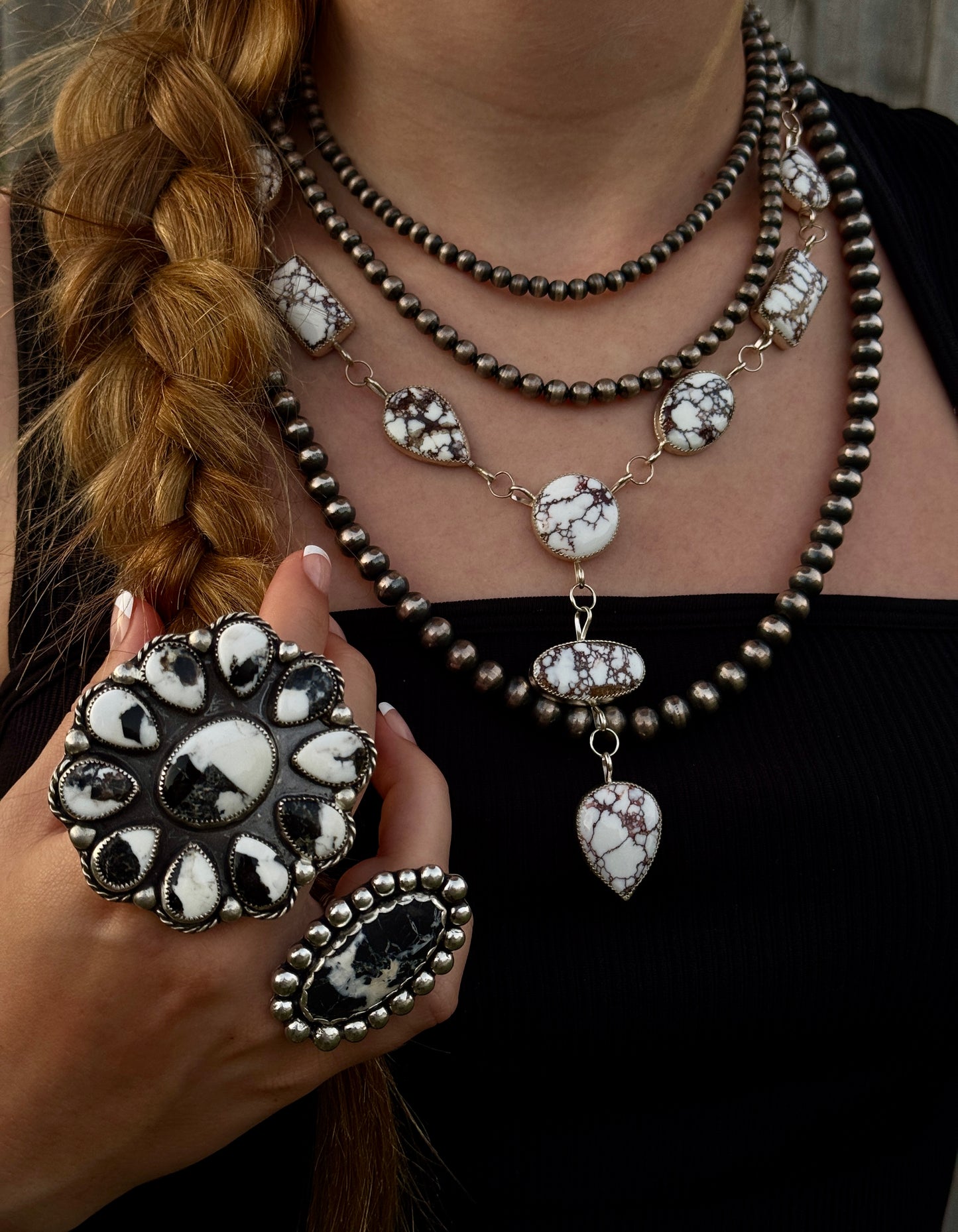 White Buffalo Cluster Ring