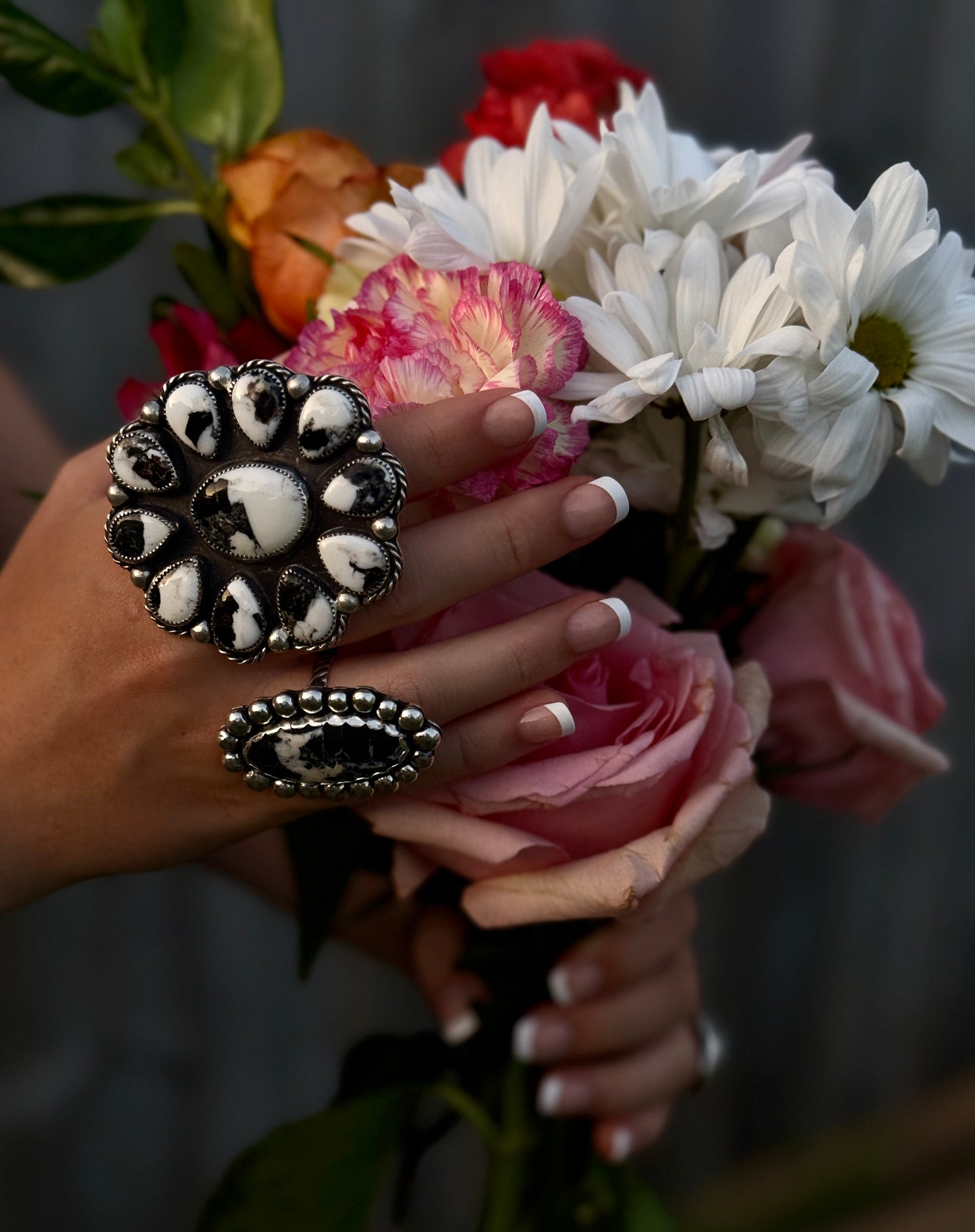 White Buffalo Cluster Ring