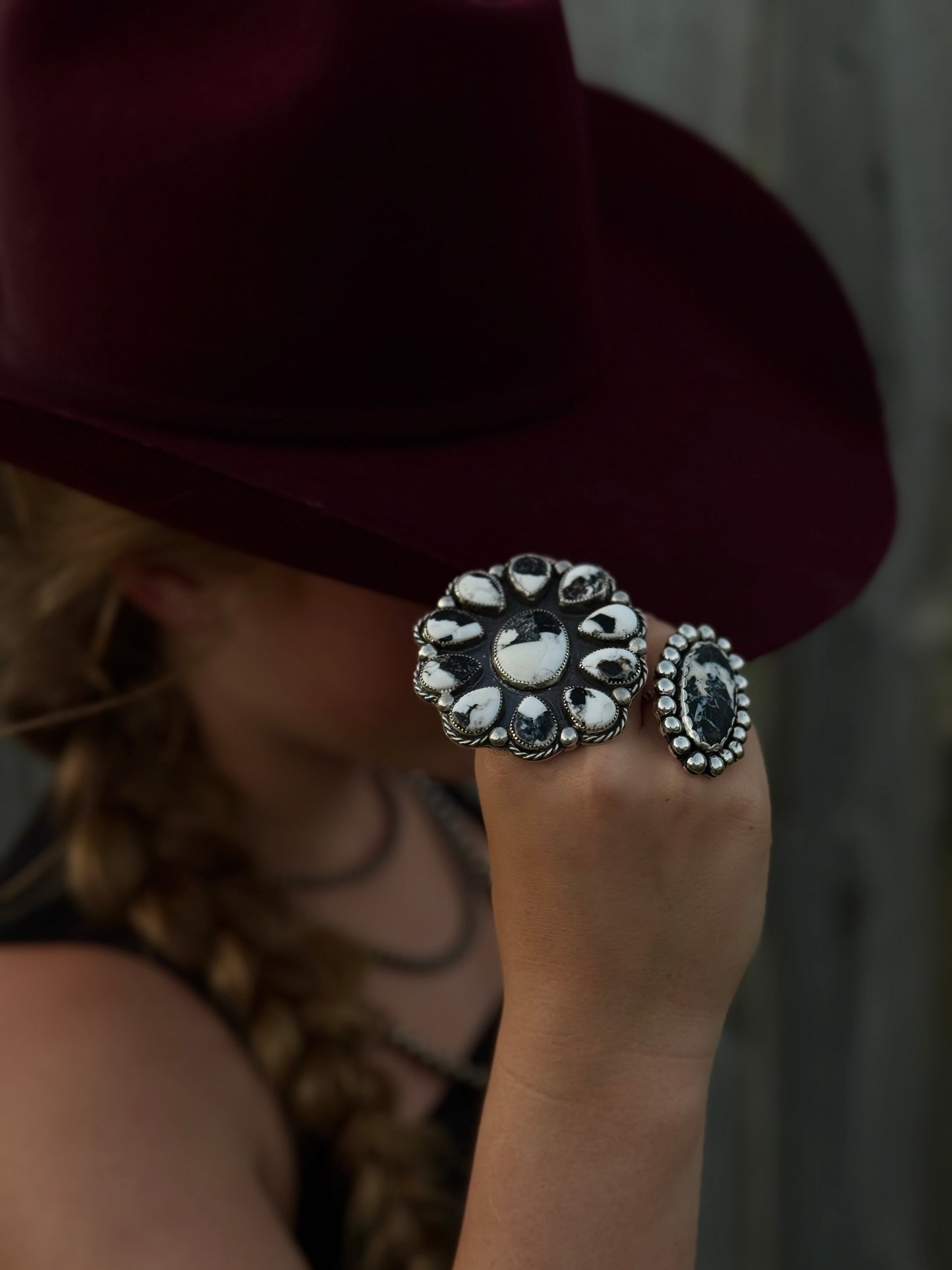White Buffalo Cluster Ring