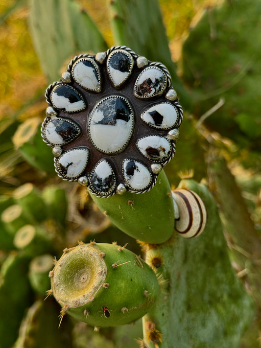 White Buffalo Cluster Ring