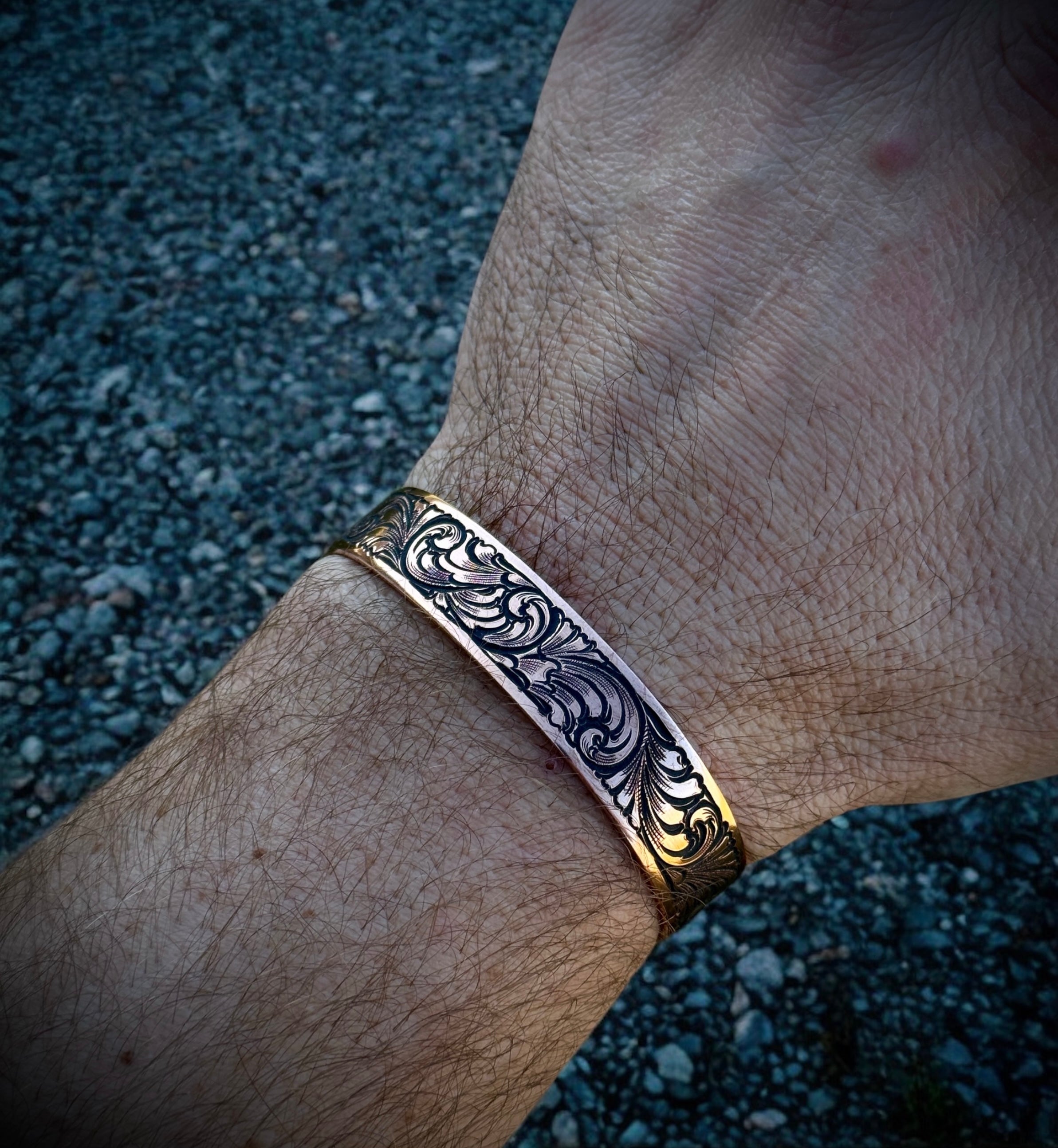 Engraved Copper Cuff – Angle D Leather